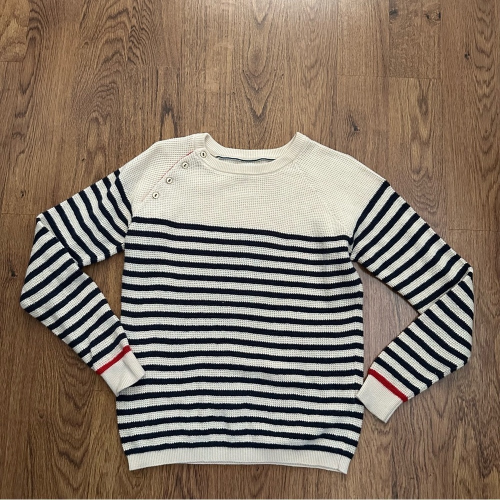 Trovata Birds of Paradise Cream striped Sweater size XS knit nautical